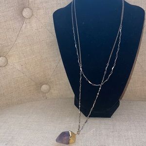 Amethyst Stone Long‎ chain Women’s Gold Necklace